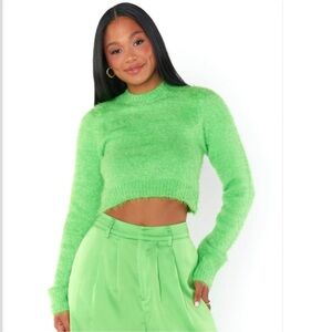 Show Me Your MuMu Green Fuzzy Sweater